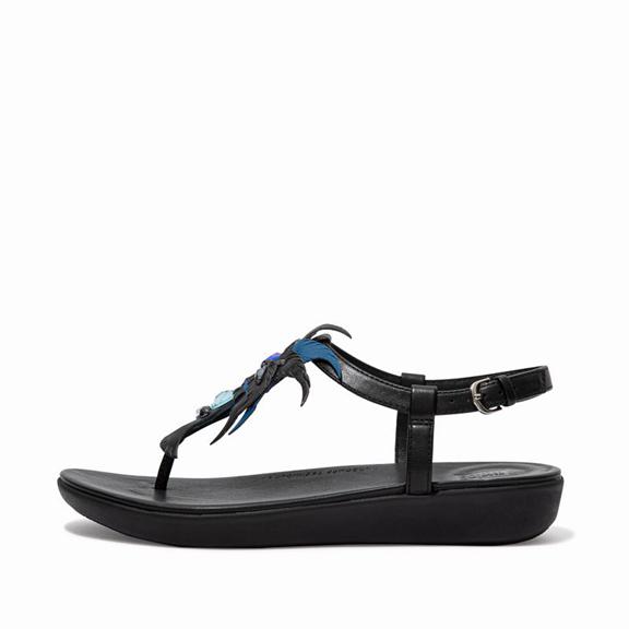 FitFlop Women's TIA Leather Back Strap Sandals - Black (RLJOZ-4758)